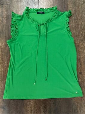 Tommy Hilfiger Bright Green Ruffle Tie-Neck Sleeveless Top size S no size tag